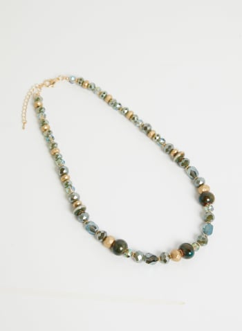 Collier à pierres et perles multicolores, Vert menthe