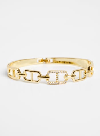 Crystal Detail Bangle Bracelet, Gold