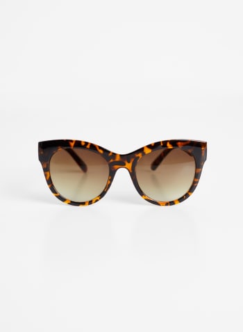 Tortoise Shell Chain Detail Sunglasses, Brown