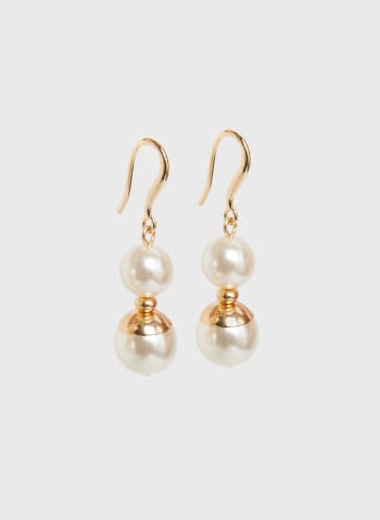 Boucles d'oreilles pendantes à perles, Blanc perle