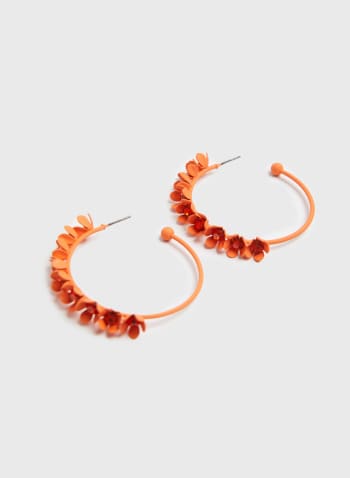 Boucles d'oreilles à anneaux avec fleurs, Orange