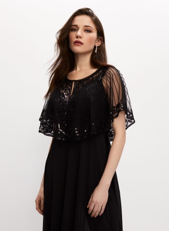 Sheer Bead & Sequin Detail Cover-Up, Black