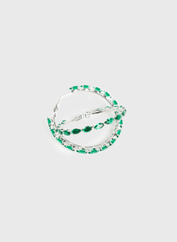 Oval Stone Hoop Earrings, Mint Green