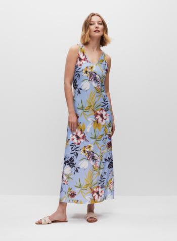 Floral Print Maxi Dress, Blue Pattern