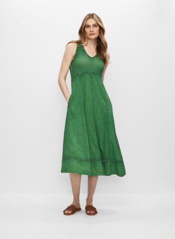 Sleeveless V-Neck Dress, Apple Green