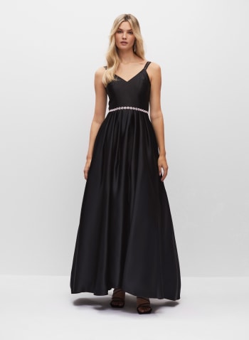Jewel Trim Ball Gown, Black