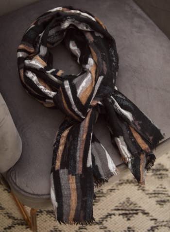Foulard rectangulaire à motif abstrait, Noir