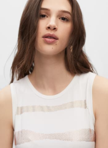 Sequin Detail Striped Top, Off White