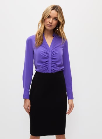 Ruched Satin Blouse, Purple