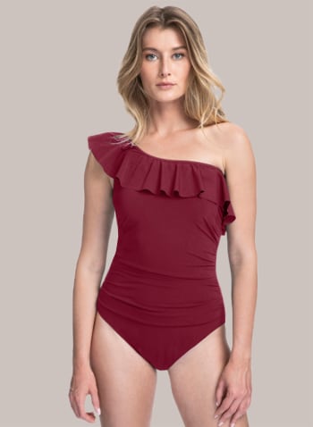 Profile by Gottex - Ruffle Detail Bathing Suit, Merlot