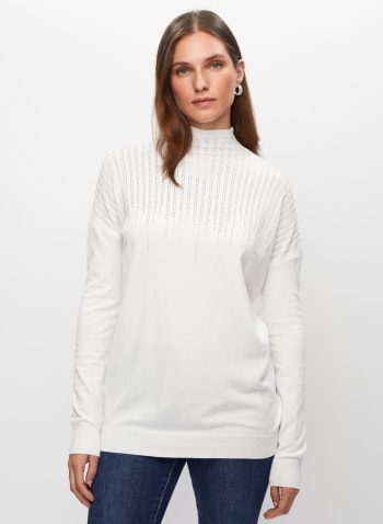Frank Lyman - Rhinestone Detail Sweater, Whisper White