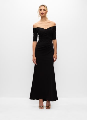 Off-the-Shoulder Sweetheart Neck Gown, Black