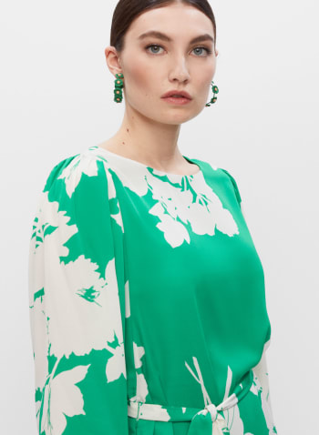 Robe de jour à motif floral , Vert