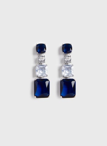 Faceted Stone & Crystal Earrings, Blue Mix