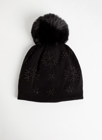Stud Detail Knit Hat, Black