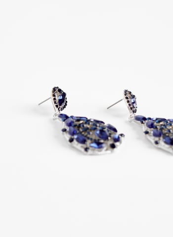 Boucles d'oreilles pendantes en cristal, Bleu