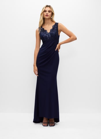 Sequin Lace Dress, Blue
