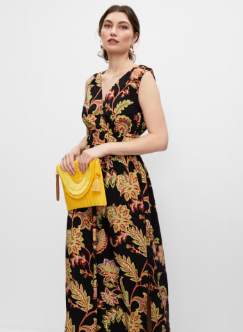 Floral Print Maxi Dress, Black Pattern