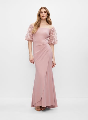 BA Nites - Floral Appliqué Gown, Multicolour