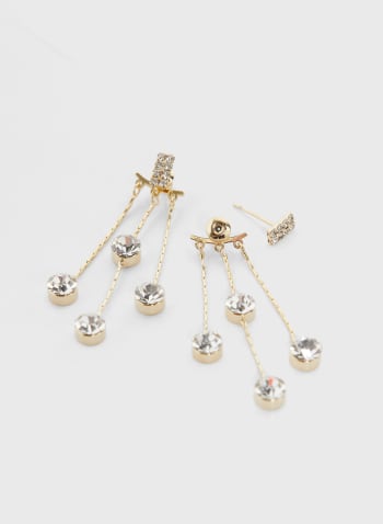 Crystal Detail Dangle Earrings, Gold