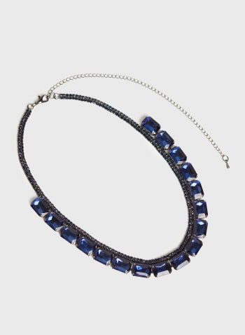 Double Row Faceted Stone Necklace, Cool Blue