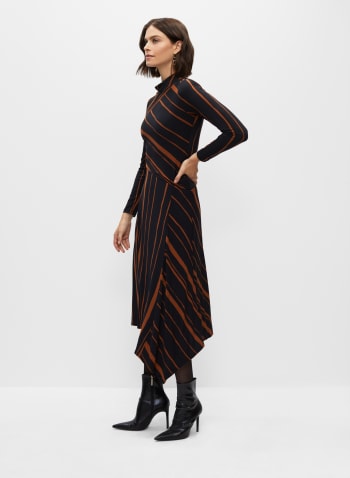 Stripe Print Asymmetrical Dress, Black