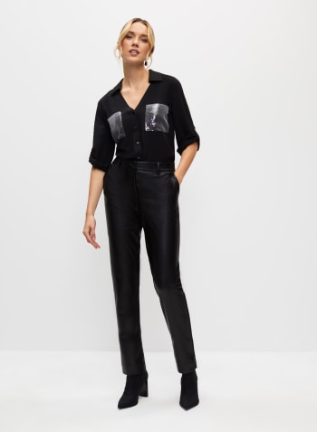 Sequin Pocket Shirt, Black