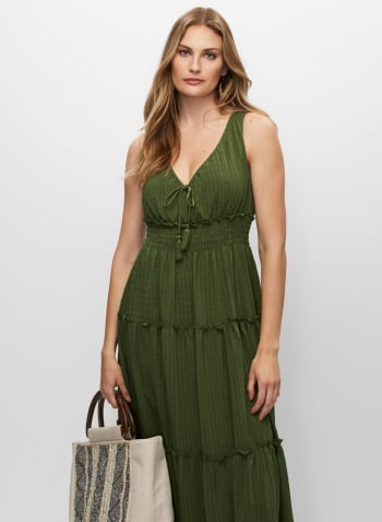 Smock Waist Sleeveless Dress, Green