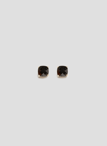 Boucles d'oreilles carrées à pierres facettées, Noir