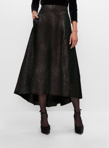 Metallic High-Low Skirt, Black Pattern