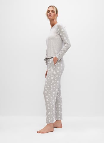 Ensemble pyjama à motif rayé et étoilé, Motif gris