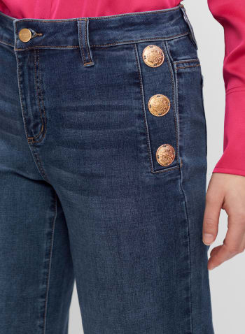 Essential Button Detail Culotte Jeans, Blue