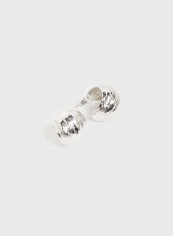Textured Dome Stud Earrings, Silver