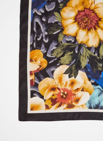 Foulard léger en soie et motif floral, Jaune