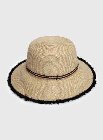 Fringe & Rope Detail Cloche Hat, Natural Beige