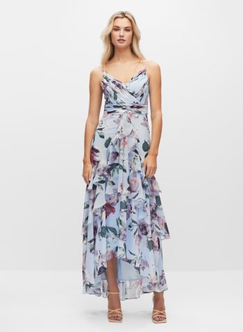 BA Nites - Floral Print Dress, Blue