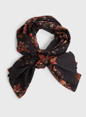 Foulard en jacquard à motif floral, Motif noir