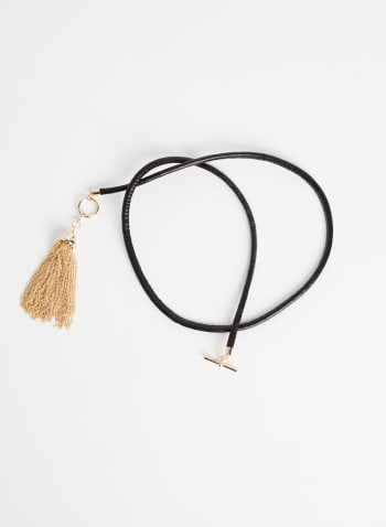 Chain Tassel Pendant Necklace, Black