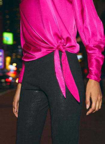 Satin Blouse With Tie, Hot Pink