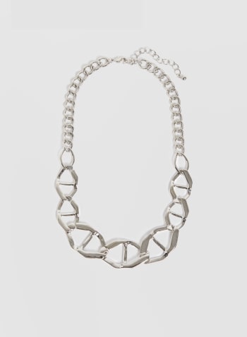 Chain Link Cutout Detail Necklace, Silver