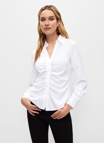 Button Front Blouse, Off White