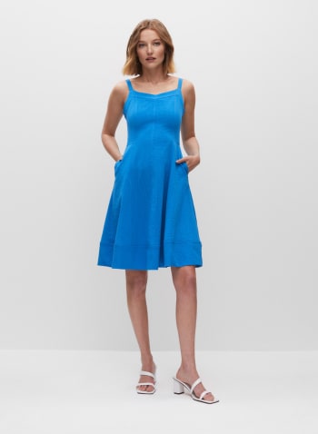 Thin Strap Fit & Flare Dress, Blue