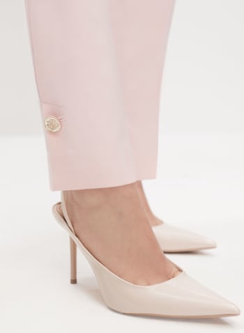 Slit Detail Slim Leg Pants, Pink