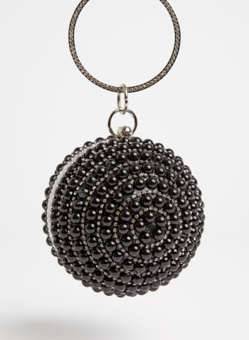 Pochette boule à perles et cristaux, Noir