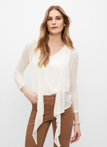 Open Front Knit Cardigan, Ivory
