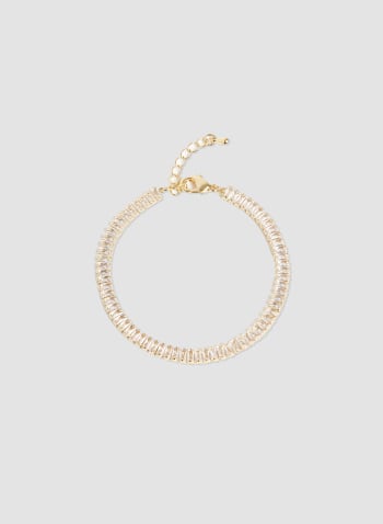 Crystal Baguette Tennis Bracelet, Gold