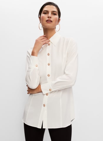 Pearl Button Detail Blouse, Off White