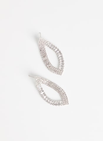 Crystal Loop Dangle Earrings, Silver