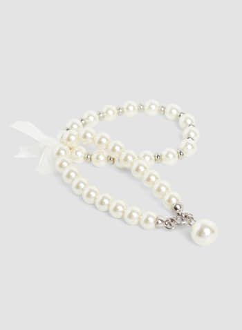Bracelet à deux rangs de perles, Blanc cassé