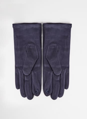Quilted Faux Suede Gloves, Marine
